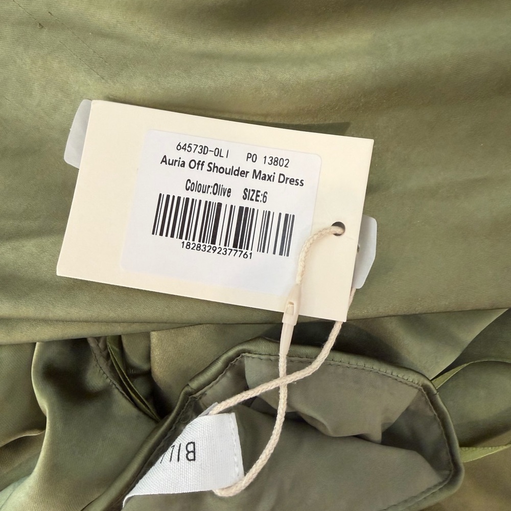Billy j Auria Off Shoulder Maxi Dress in Olive